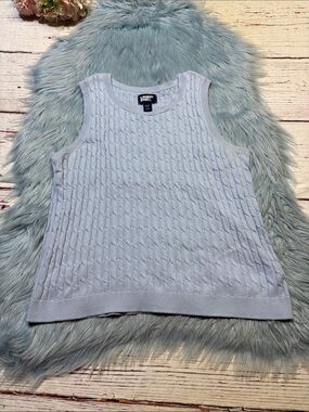 Lands' End Pale Blue Cable Knit Sleeveless Sweater Sweater Vest sz S